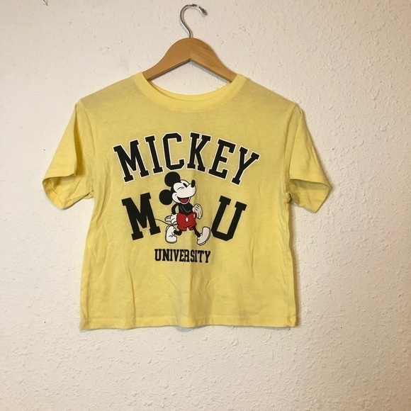 3/$25 🙌🏼 Disney Mickey Mouse University Cropped Graphic Tee Small - Picture 3 of 5